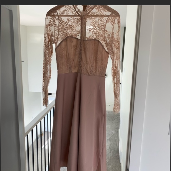 ASOS blush pink lace midi dress size small - Picture 2 of 6